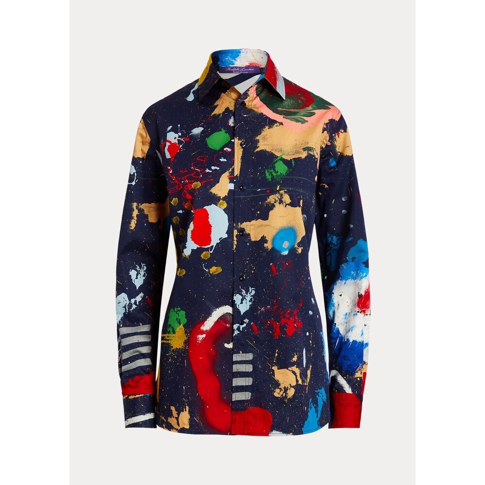 Ralph Lauren Collection Adrien Print Cotton Satin Shirt, size 2, NWT - Picture 1 of 15